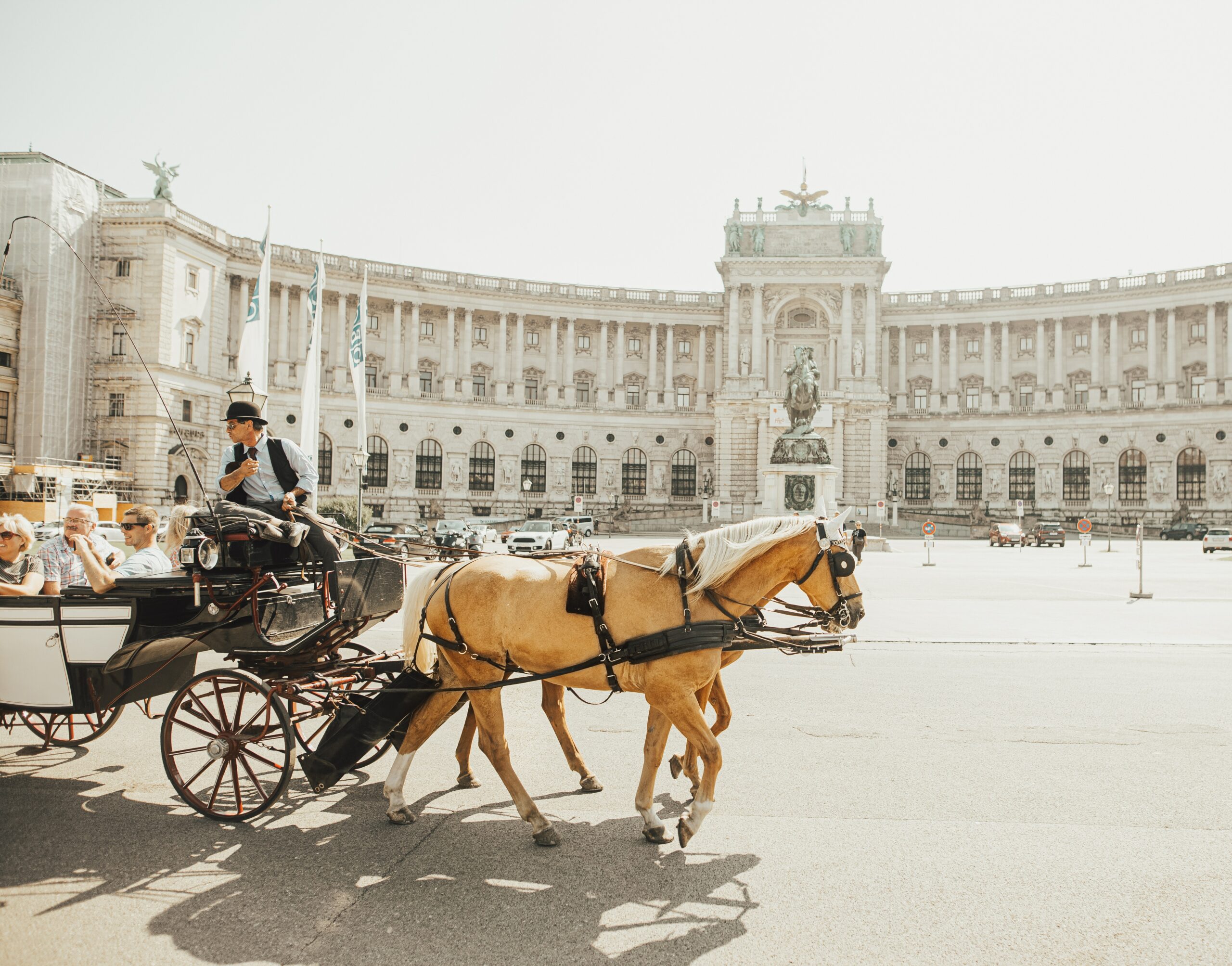 town square in Vienna with a horse carriage